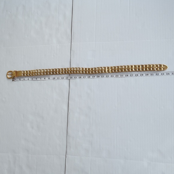 Faux Leather Metallic Gold Tone Cut Out Belt with Buckle SM Gold - Picture 13 of 16